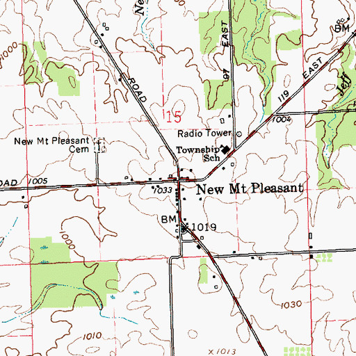 Topographic Map of New Mount Pleasant, IN