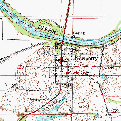 Topographic Map of Newberry, IN