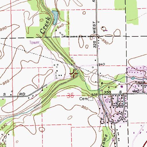 Topographic Map of No Name Creek, IN