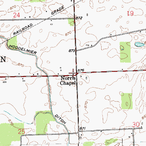 Topographic Map of Norris Chapel, IN