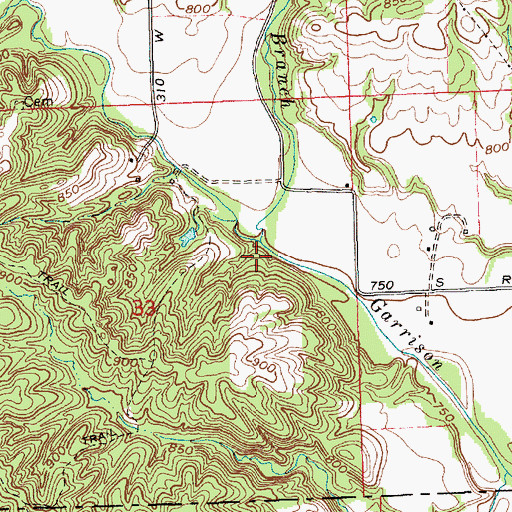 Topographic Map of North Branch Garrison Creek, IN
