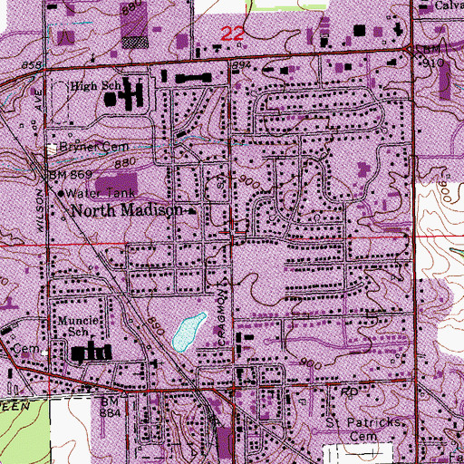 Topographic Map of North Madison, IN