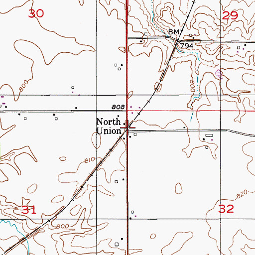 Topographic Map of North Union, IN