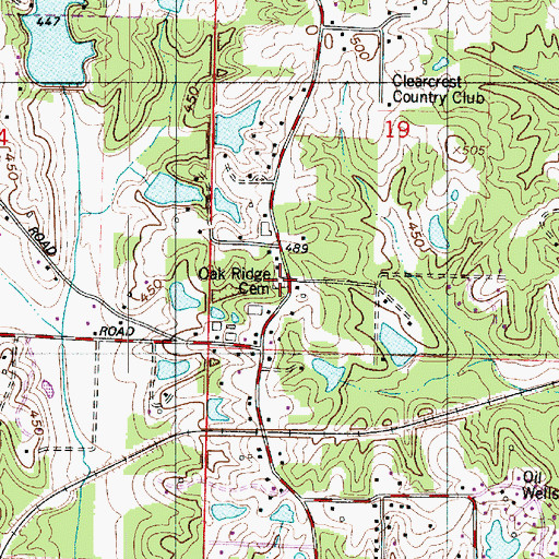 Topographic Map of Oak Ridge Cemetery, IN