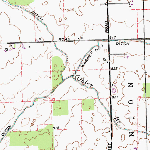 Topographic Map of Ohler Branch, IN