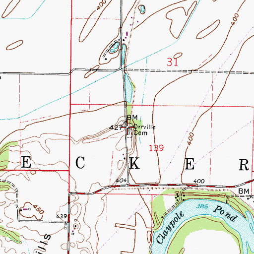Topographic Map of Orrville Cemetery, IN