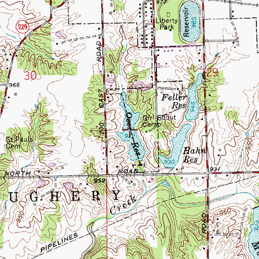 Topographic Map of Oser Reservoir, IN