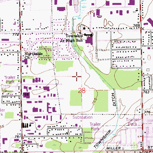 Topographic Map of Osolo Township Ditch, IN