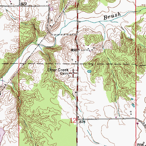 Topographic Map of Otter Creek Cemetery, IN
