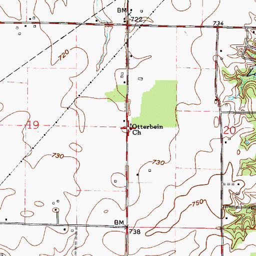 Topographic Map of Otterbein Church, IN