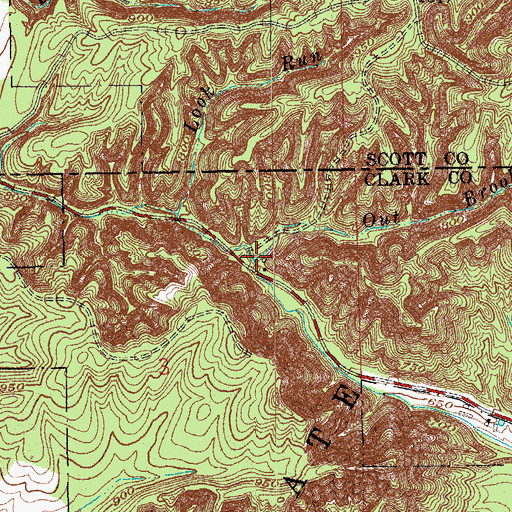 Topographic Map of Out Brook, IN
