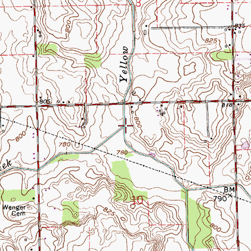 Topographic Map of Owl Creek, IN