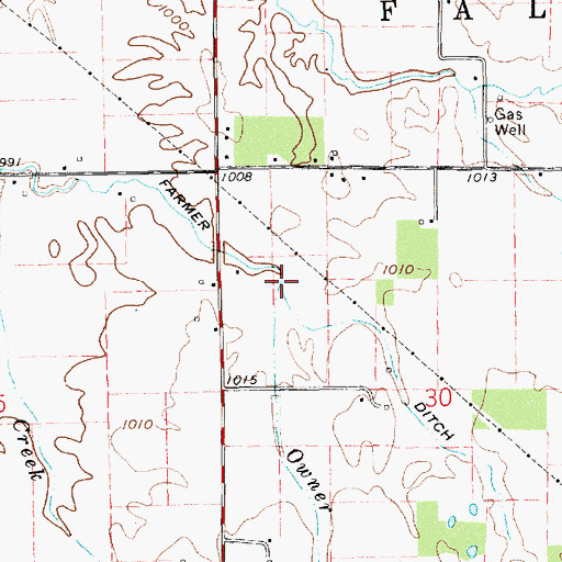 Topographic Map of Owner Run, IN