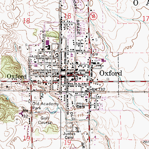 Topographic Map of Oxford, IN