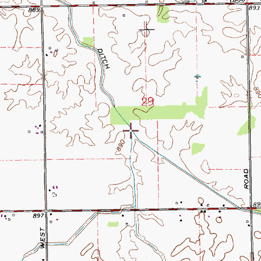 Topographic Map of Packard Run, IN