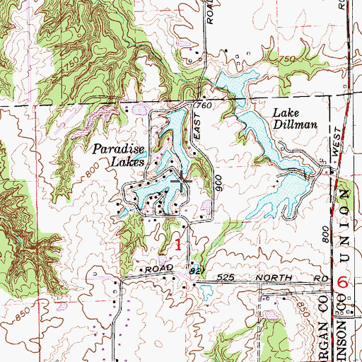Topographic Map of Paradise Lakes, IN