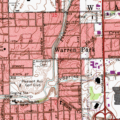 Topographic Map of Park Creek, IN