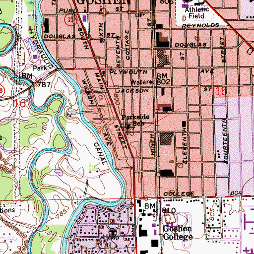 Topographic Map of Parkside Elementary School, IN