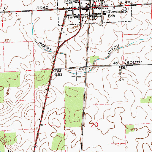 Topographic Map of Perry Ditch, IN