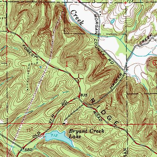 Topographic Map of Peters Ridge, IN