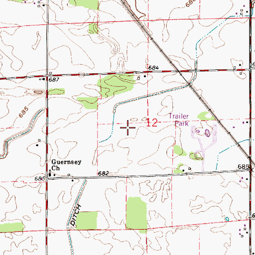 Topographic Map of Pettit Ditch, IN