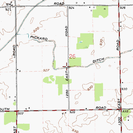 Topographic Map of Pickard Ditch, IN