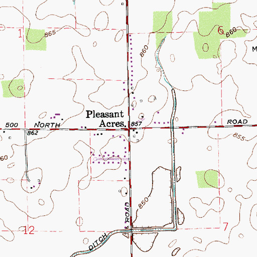 Topographic Map of Pleasant Acres, IN