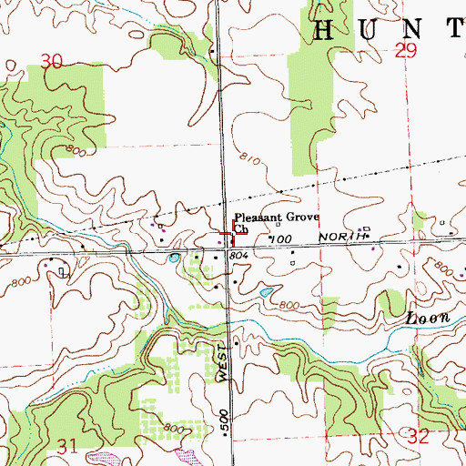 Topographic Map of Pleasant Grove Church, IN