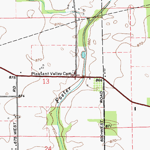 Topographic Map of Pleasant Valley Cemetery, IN