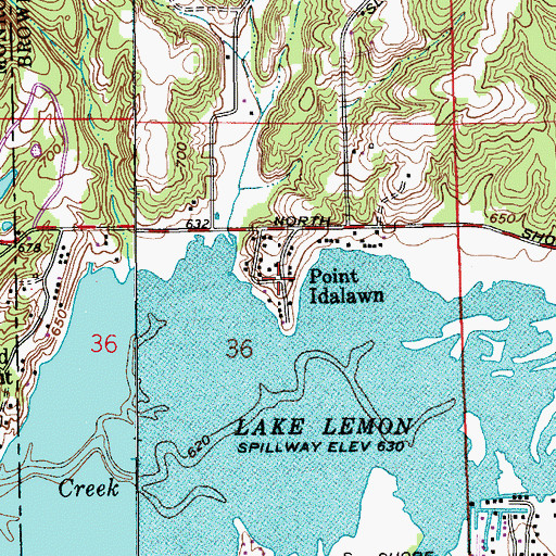 Topographic Map of Point Idalawn, IN