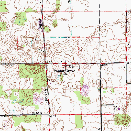 Topographic Map of Poplar Grove Church, IN