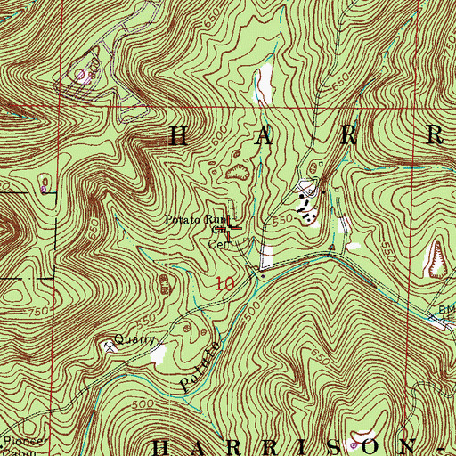 Topographic Map of Potato Run Church, IN