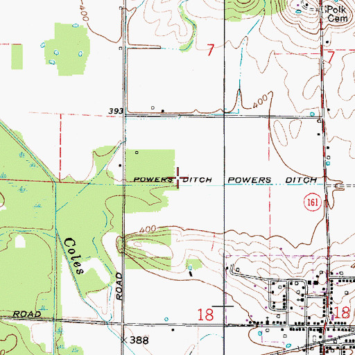 Topographic Map of Powers Ditch, IN
