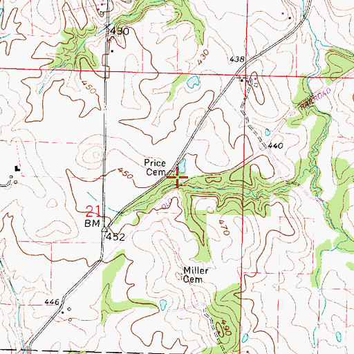 Topographic Map of Price Cemetery, IN