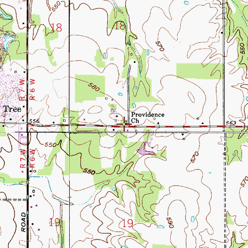 Topographic Map of Providence Church, IN