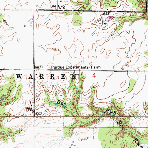 Topographic Map of Purdue Experimental Farm, IN