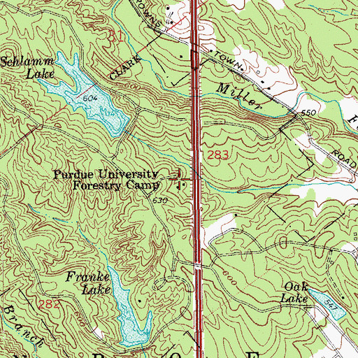 Topographic Map of Purdue University Forestry Camp, IN