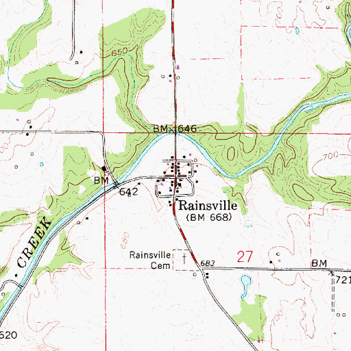 Topographic Map of Rainsville, IN