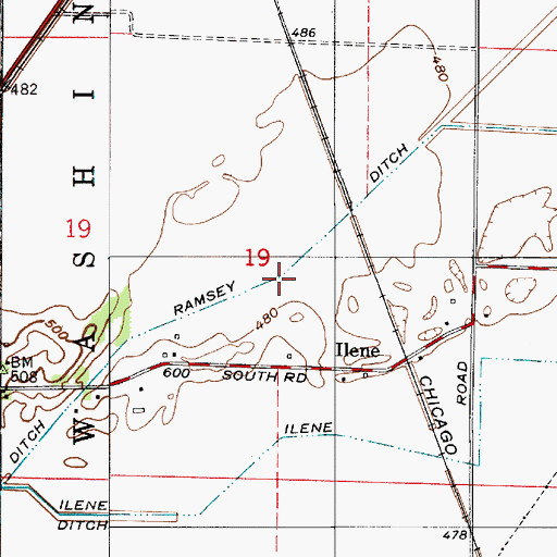 Topographic Map of Ramsey Ditch, IN