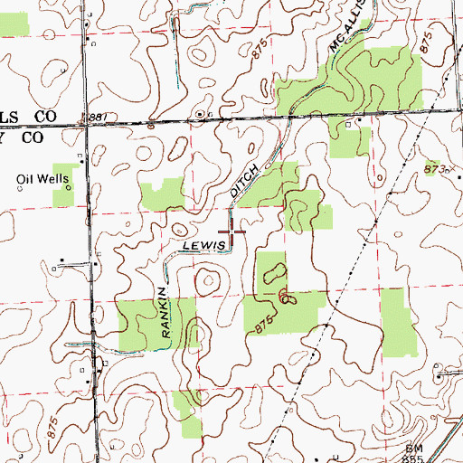 Topographic Map of Rankin Lewis Ditch, IN