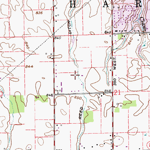 Topographic Map of Reed Ditch, IN