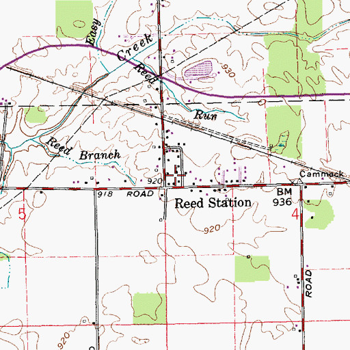 Topographic Map of Reed Station, IN