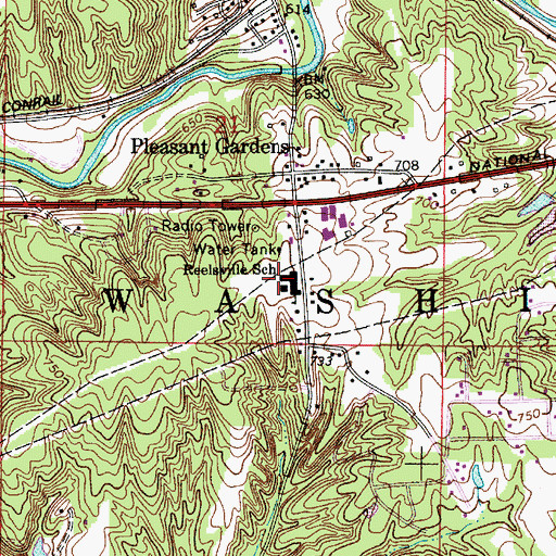 Topographic Map of Reelsville Elementary School, IN