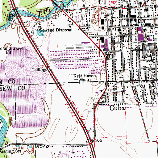 Topographic Map of Rest Haven Cemetery, IN