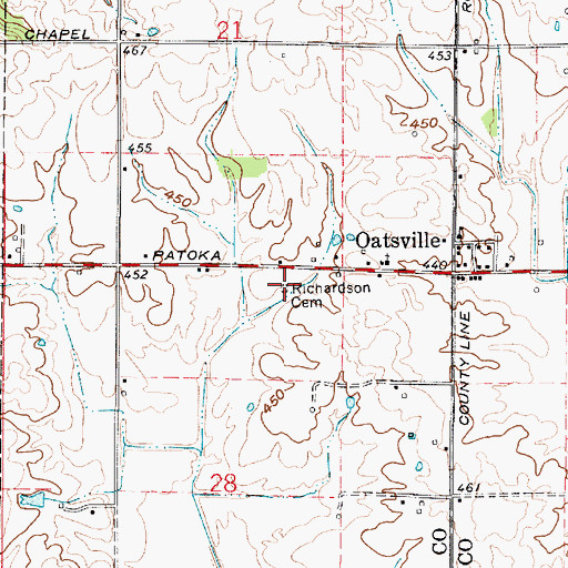 Topographic Map of Richardson Cemetery, IN