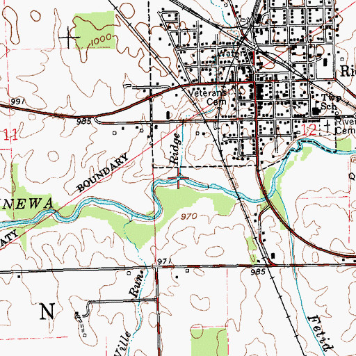 Topographic Map of Ridge Run, IN
