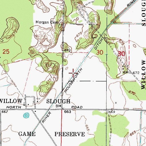 Topographic Map of Riner Houseworth Ditch, IN