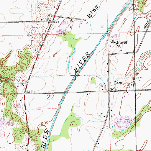 Topographic Map of Ring Run, IN