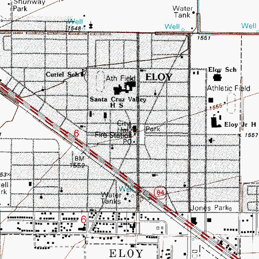 Topographic Map of Eloy, AZ