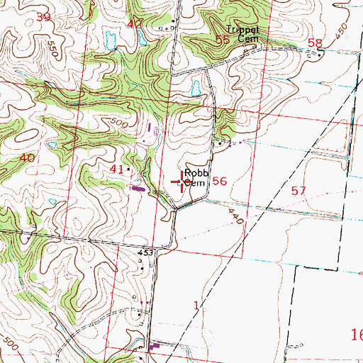 Topographic Map of Robb Cemetery, IN